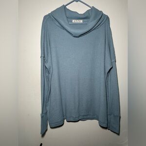 We The Free People Cozy Pointelle Knit Cowl Neck Slouchy Cross Back Sweater XS